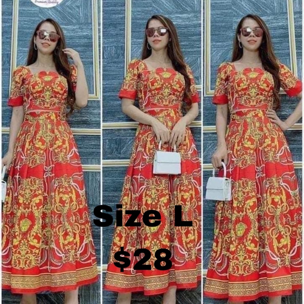 Red And Gold Pattern Two-Piece Set - image 1